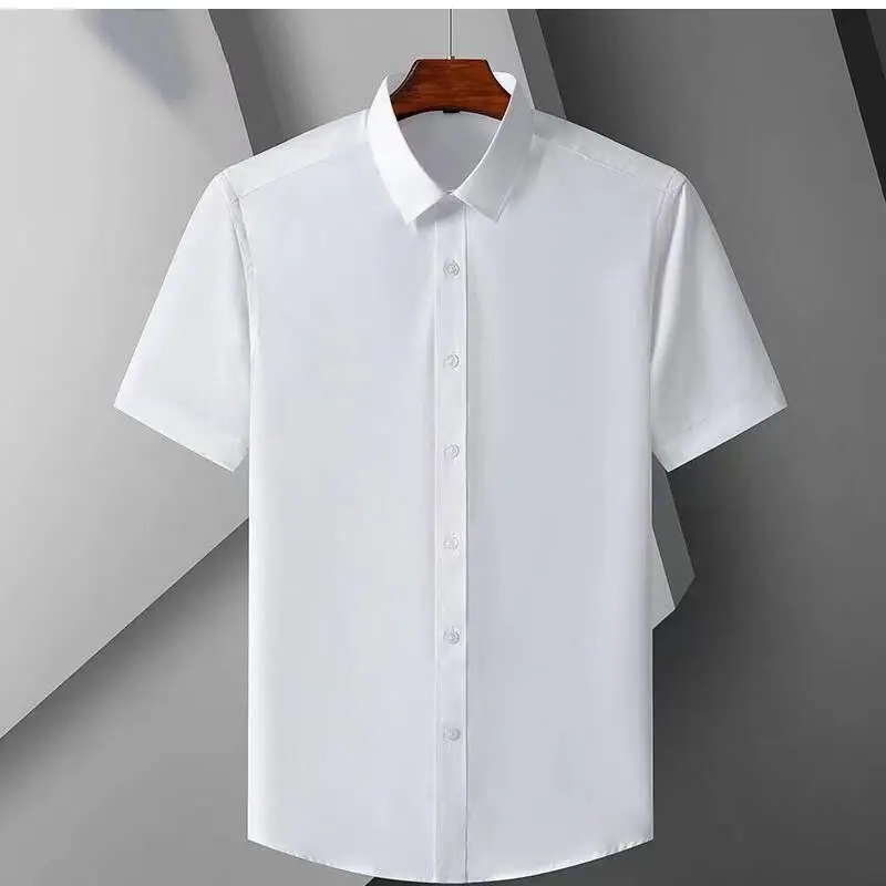 Business Casual Men's Short Sleeve Shirt Anti-Wrinkle No-Iron Lightweight Summer Simple Casual Polyester Standard Fit Button up