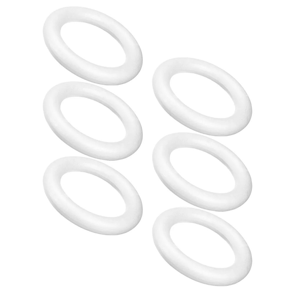 6 Pcs Foam Ring High Density Air Dry Clay Blank Design Foams Circle Unfinished Crafts Festival Party Model Novelty Accessories