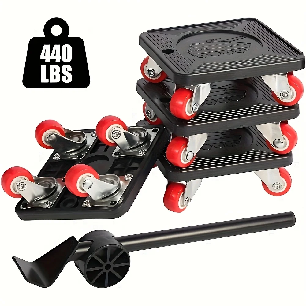 耐荷重440ポンドの頑丈な家具持ち上げツールセット、360-°-回転ホイール、金属製、移動装置に適しています