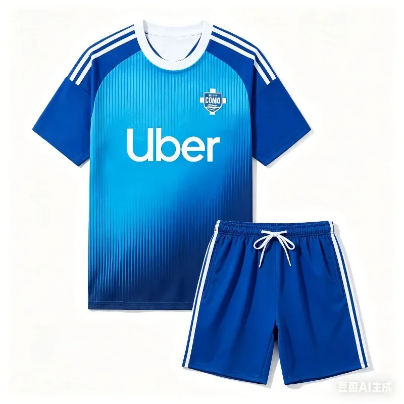 

Italy Style Como Football Jersey Set 2PCS Shirt + Shorts Adlut Kids Soccer Uniform Quick Dry Sports Training Kit for Fans