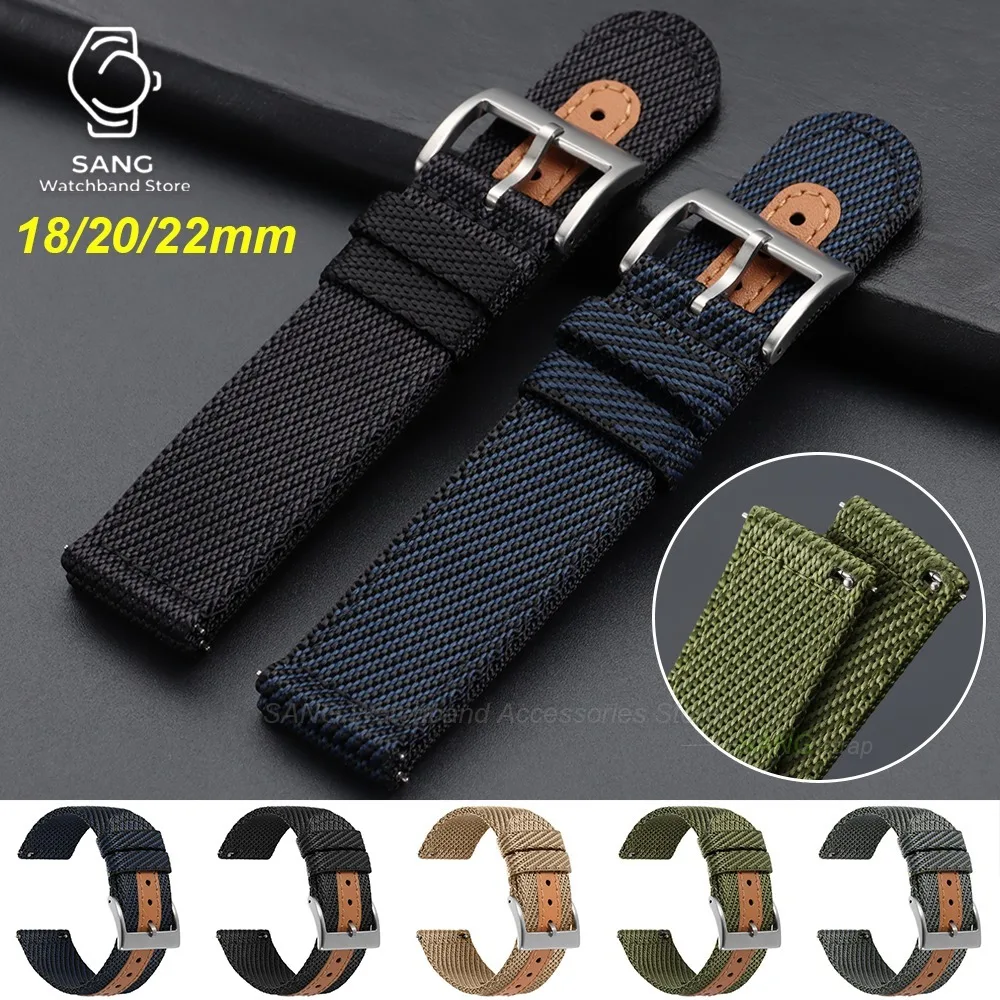 18mm 20mm 22mm Quick Release Nylon Canvas Watch Strap for Men Women Soft Woven Sport Watch Band for Samsung Smartwatch Wristband