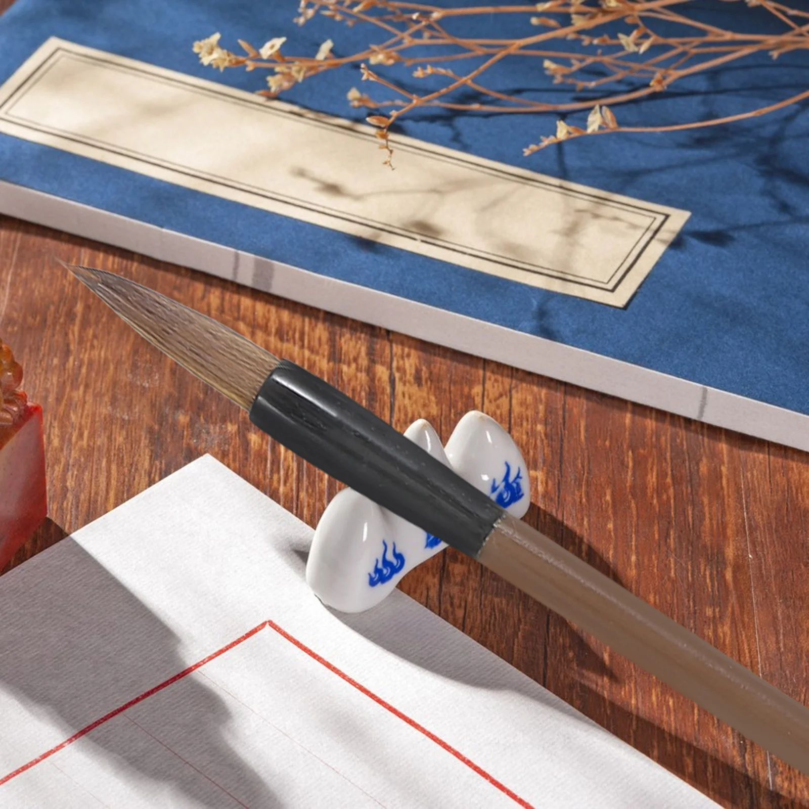 5 قطع من 5 قطع من فرش الطلاء ذات الفرشاة المدببة للكتابة باللون البني الصيني للطلاب #4