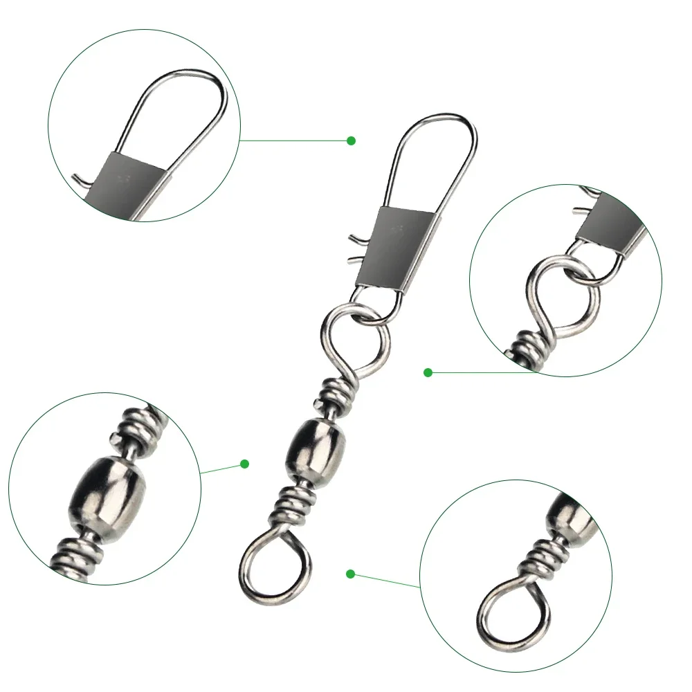 50pcs Carbon Steel Pike Fishing Barrel Bearing Rolling Swivel Pin Fishhook Lure Connector Fishing Accessories Tackle - view 3