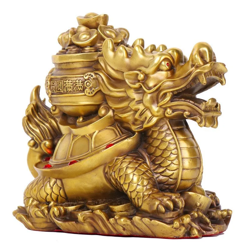 Bronze Crafts: Money Ornament, Bringing Wealth Back, Copper Treasure Bowl with Dragon Turtle