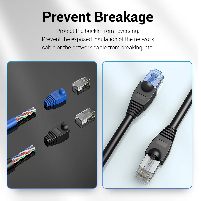 Vention RJ45 سلالة الإغاثة الأحذية إيثرنت RJ45 موصل الأحذية غطاء التوصيل 100 قطعة RJ45 الأحذية غطاء تغليف لكابل إيثرنت CAT5E/6