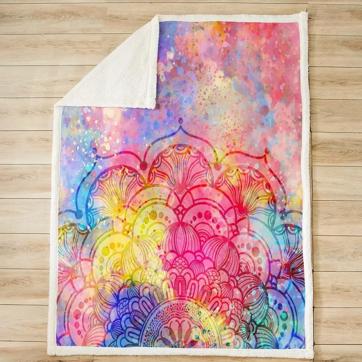 

2024 Winter 3d print blanket Mandala Floral Throw Blanket Rainbow Colorful Tie Dye Blankets for Kids Teens Boys Girls Room Decor