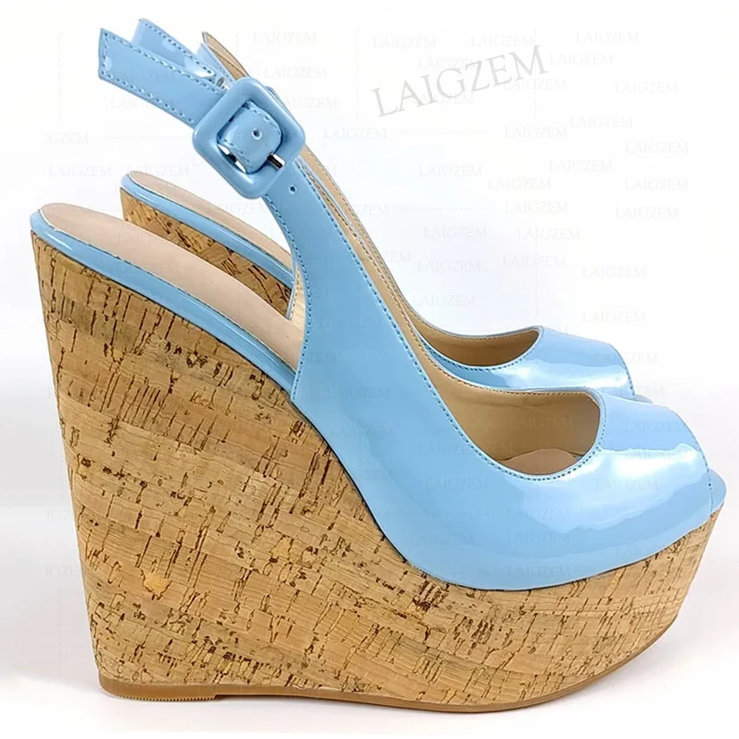 ZHIMA décolleté da donna Platform Slingbacks Peep Toe tacchi alti sandali lucidi scarpe donna Handmade Large Size 41 44 46 50 52