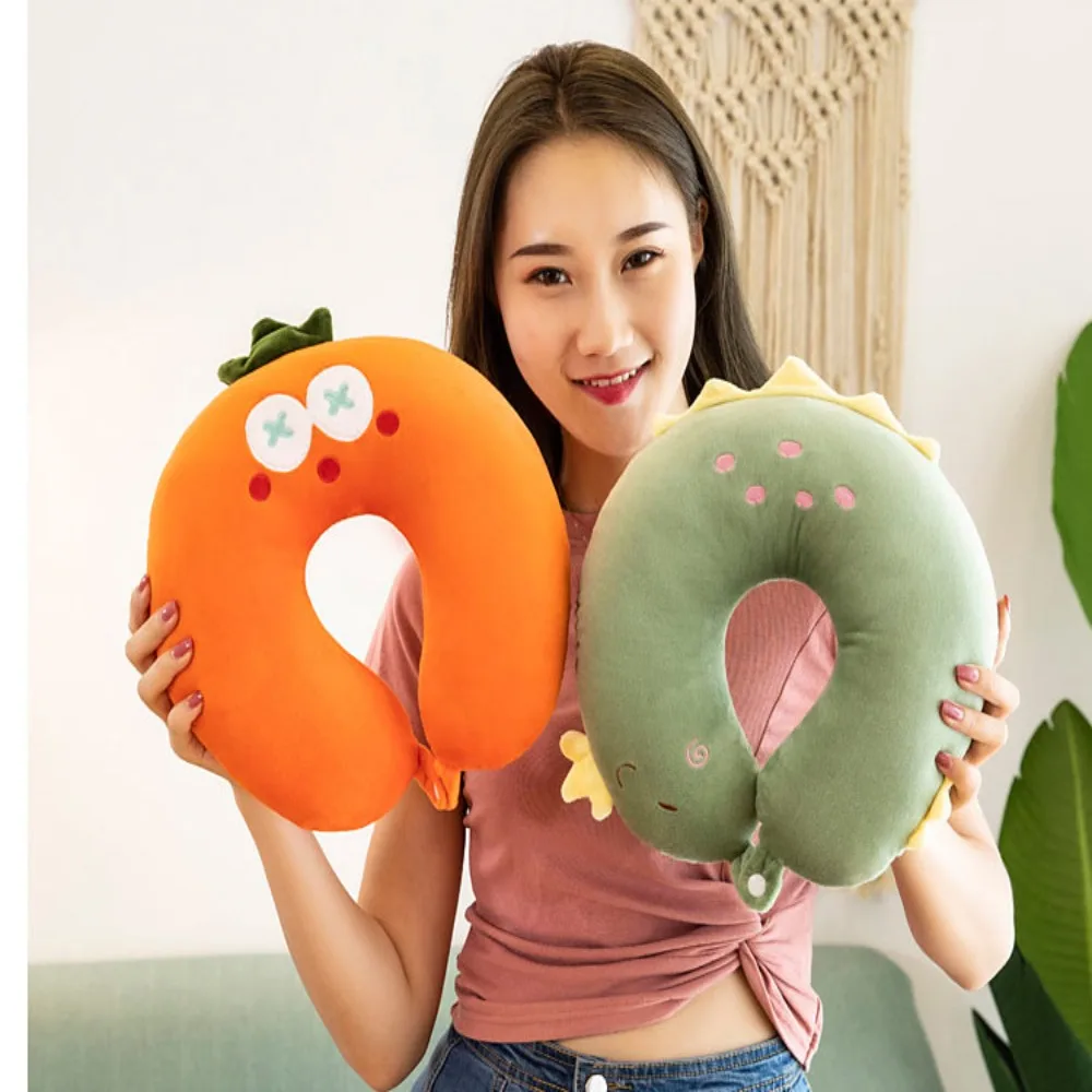 Adult Children Travel Pillow Soft Short Plush Cartoon U-shaped Pillow Portable Outdoor Nap Flight Neck Pillow Nursing Cushion