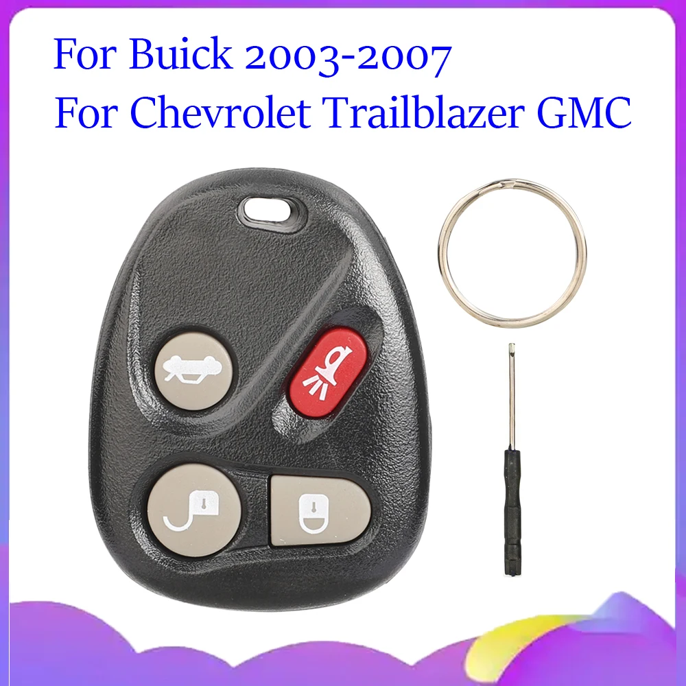 Jingyuqin Neue 4B-Fernbedienung für Autoschlüssel mit Batteriehalter für Buick 2003–2007, Chevrolet Trailblazer GMC, Ersatz-Fob-Gehäuse