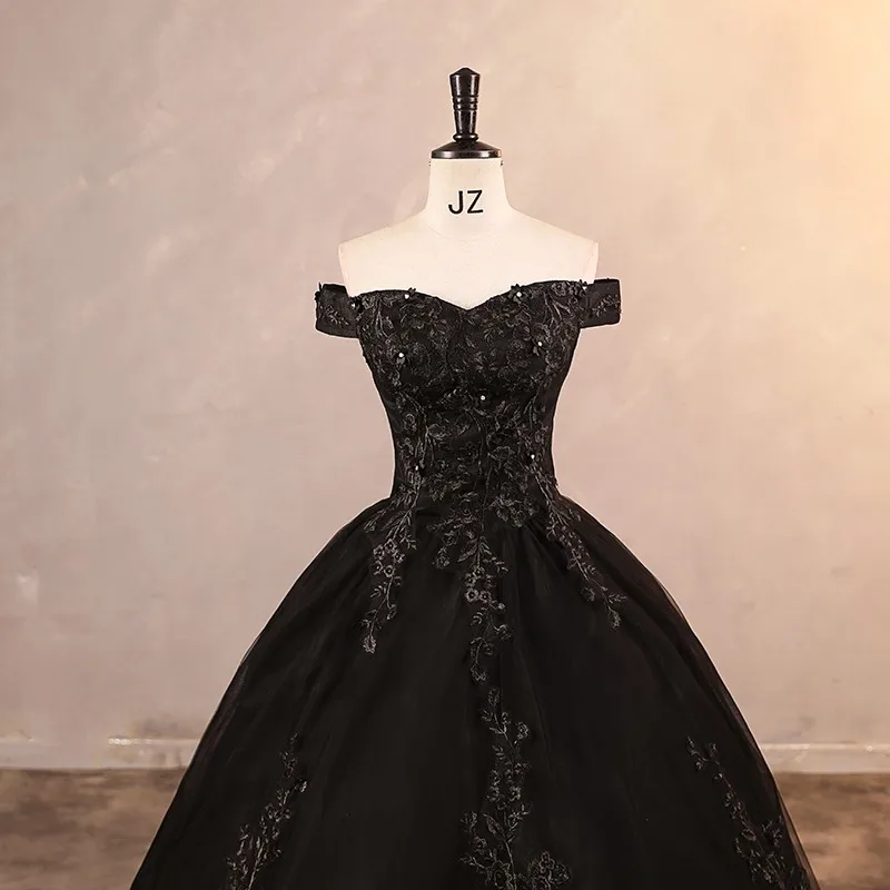 Black Party Dress 2023 New Vestidos Elegant Quinceanera Dress Real Photo Prom Dress Customize Color Ball Gown For Girls