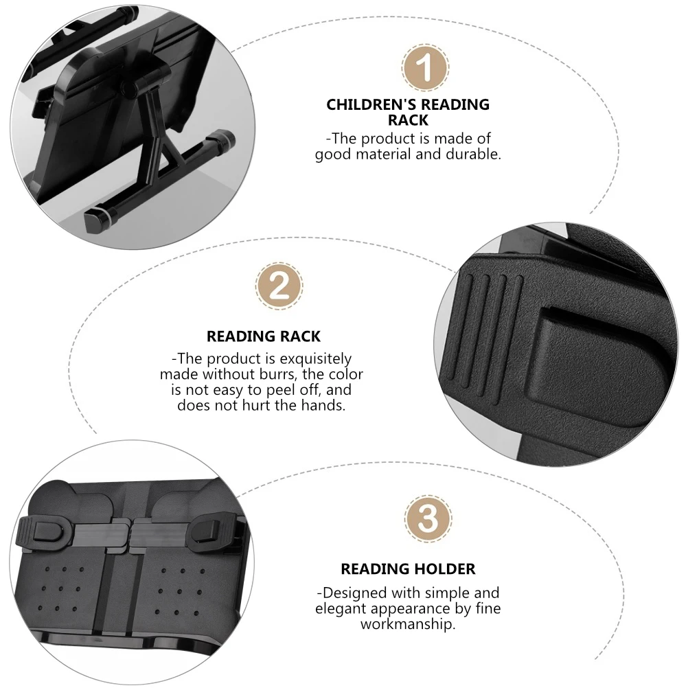 

1pc Book Stand Student Reading Rack Adjustable Book Holder Abs Anti-Slip Silicone Pad For Books Laptop Study Office