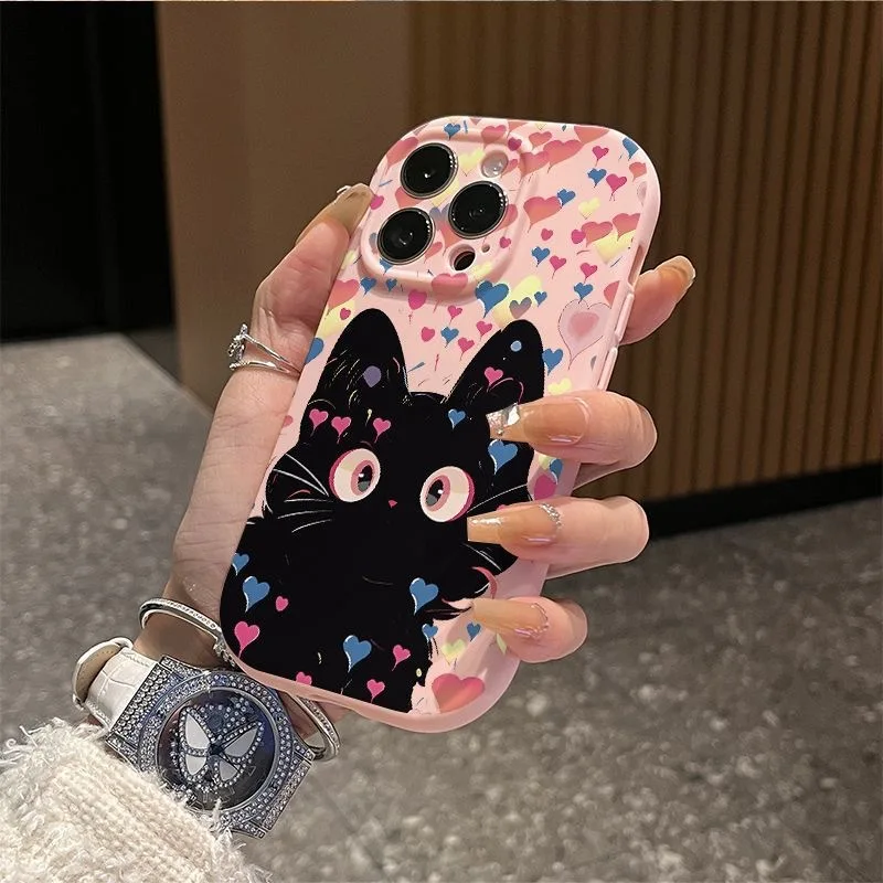 Loves and cats Shockproof Fashionable Protective Phone Case For iPhone 15 Pro Max 14 Plus 13 12 11 XR X XS 8 7 Cover