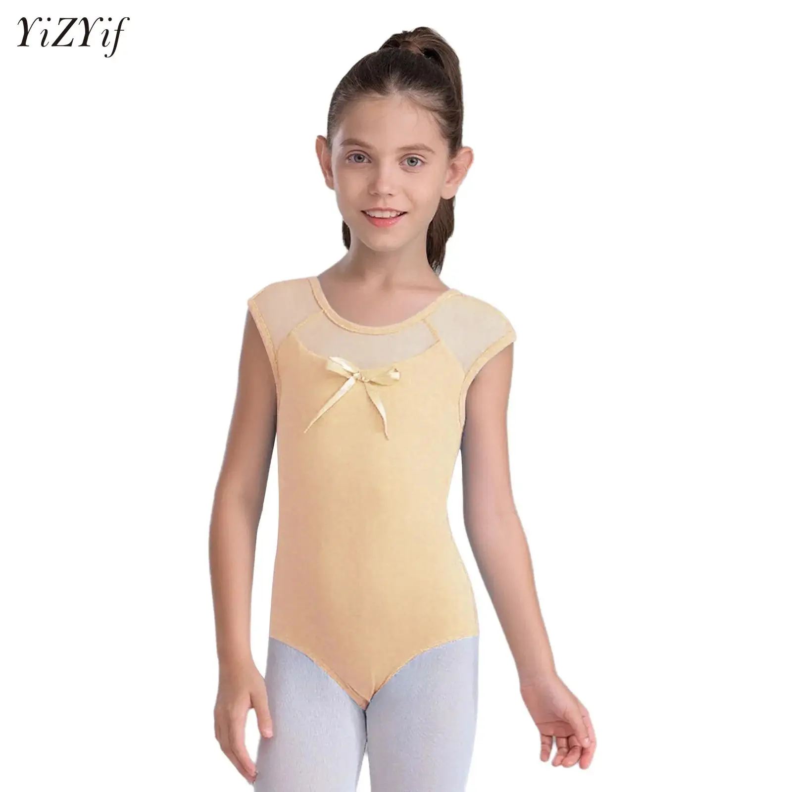 

Kids Girls Ballet Leotards Ballet Costumes Gymnastic Leotard Bodysuit Ballet Dress Dance Training Wear Patchwork Bow Jumpsuit