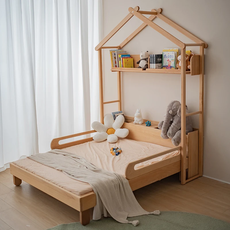 Small bed, bed house tent bed, solid wood beech expansion pulling
