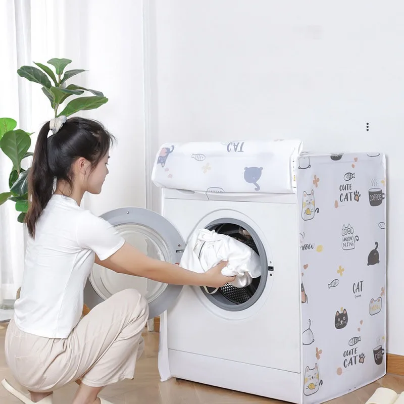 Waterproof Washing Machine Cover Front Loading Washing Machine Cover Arranged Roller Laundry Dustproof Protector