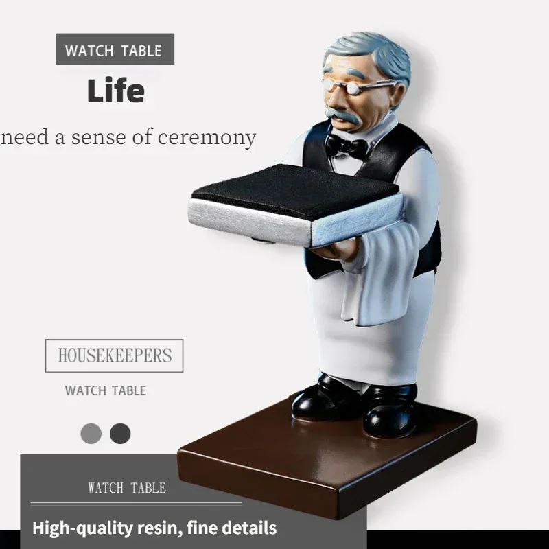 حامل عرض ساعة مدبرة منزل قديمة ، نموذج تمثال راتنج رائد الفضاء ، ديكور حامل ساعة ، مجوهرات متجر مكتب منزلي