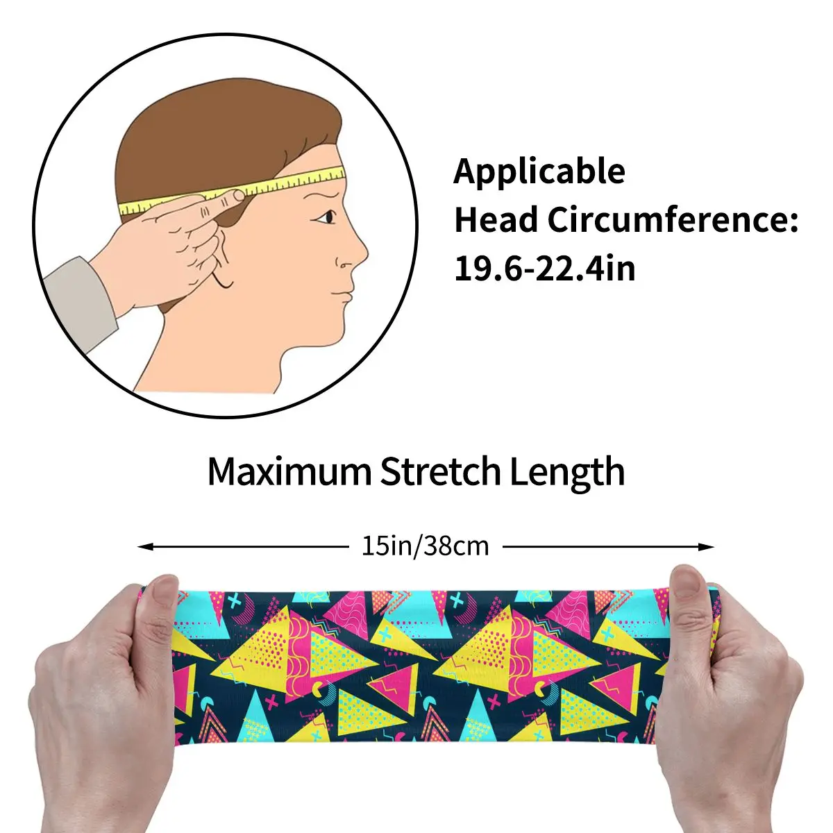 Sports Headband Geometric 80s Illustration Fitness Sweatband Absorbent Cycling Jog Hair Bandage 4
