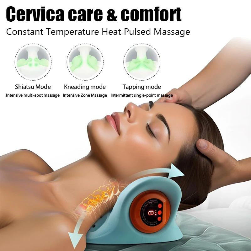 Electric Cervical Massager Neck Stretcher Chiropractic Traction Head Acupoint Massage Pillow Shouder Body Massager image 5