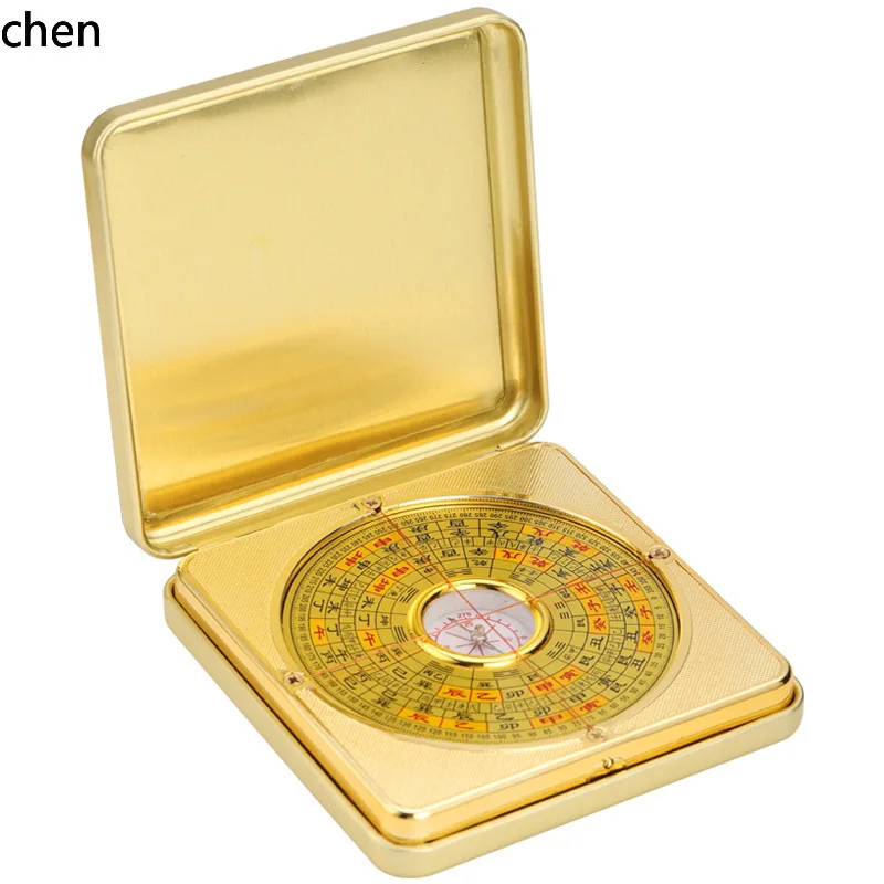 Cz feng shui compass - solid brass comprehensive compass with alloy case and flip-top lid - feng shui supplies