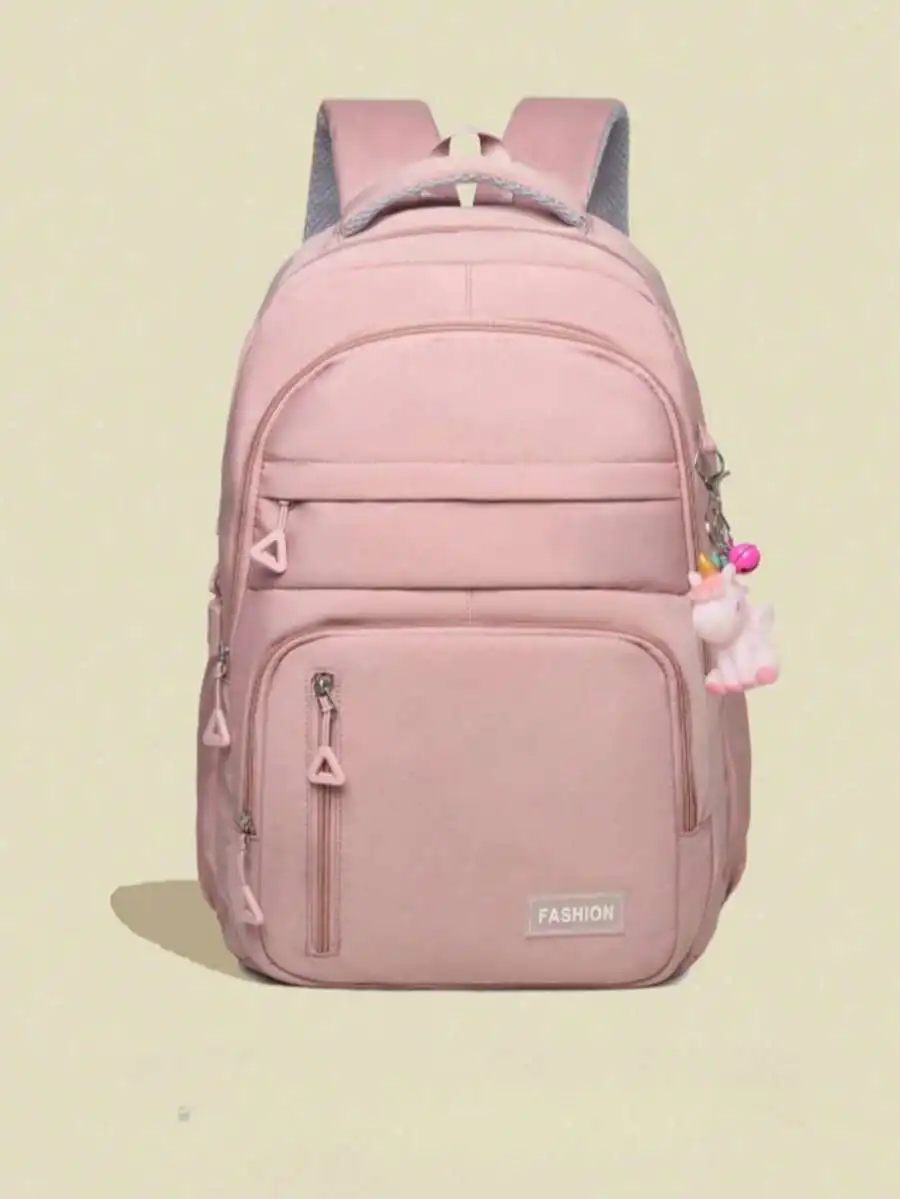 1pc Plain Weave Large Capacity Backpack, Suitable For School/Travel, Ideal For Middle School And College Students, Accessories I