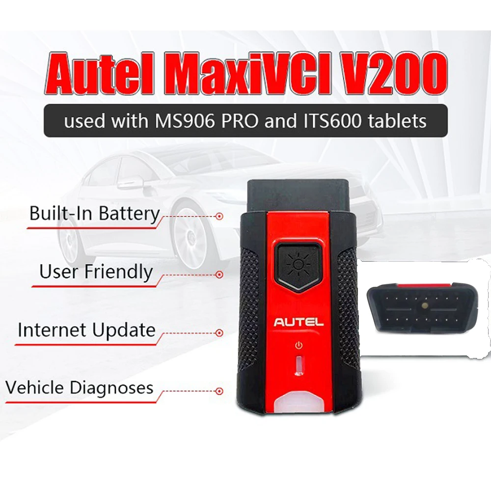 Autel MaxiVCI V200 VCI Used With Tablets MS906 PRO MS906Pro-TS ITS600K KM100 BT609 BT608 ITS600 Compatible Bluetooth Interface