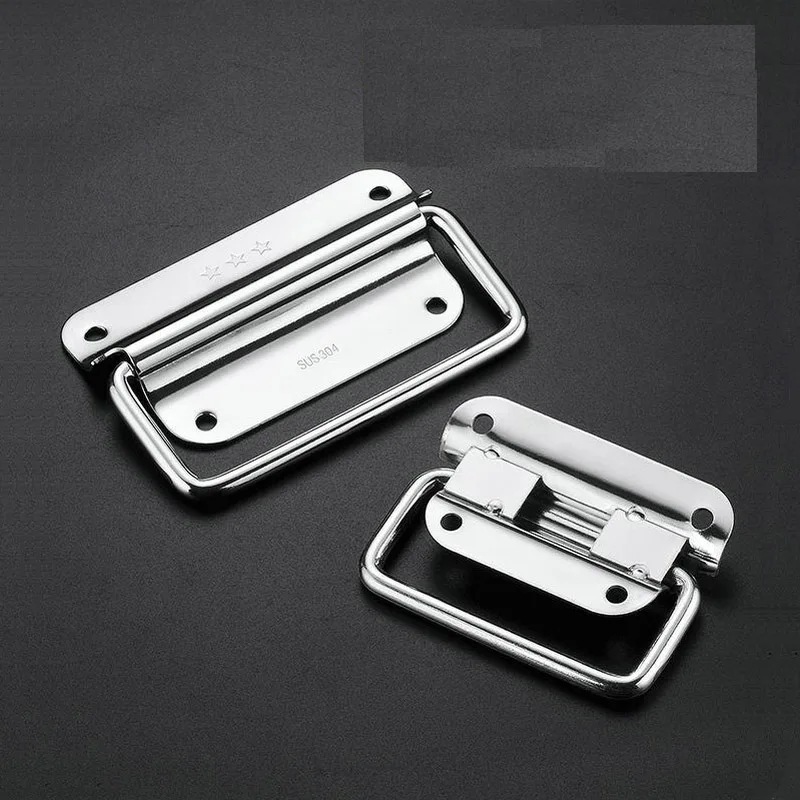 Stainless Steel Handle Foldable Lifting Ring Handle Exposed Toolbox Handle Heavy-Duty Industrial Hardware Handle
