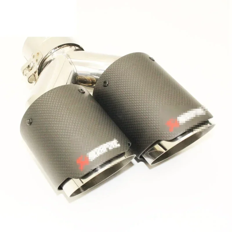 

Universal Carbon Fiber Tail Throat Y type For Car System 304 Stainless Steel Exhaust Pipe 76MM/89MM/102MM