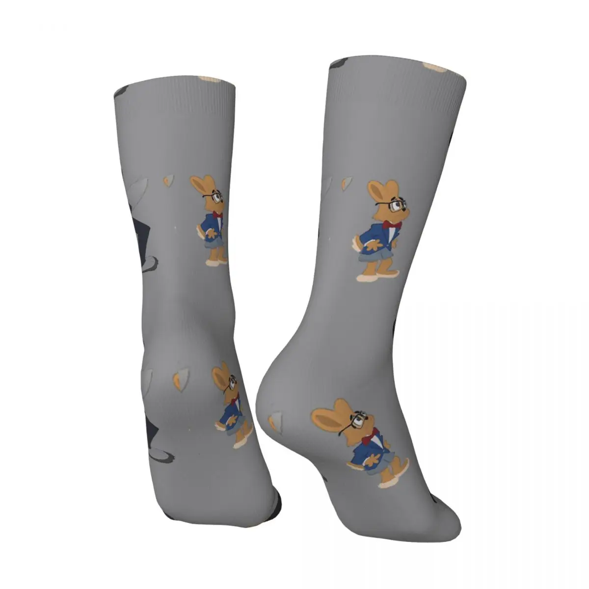 Happy Men's Compression Socks Fierce Vintage Harajuku Nu Pogodi Wolf Rabbit Russian Soviet Cartoon Hip Hop Seamless Crew Sock