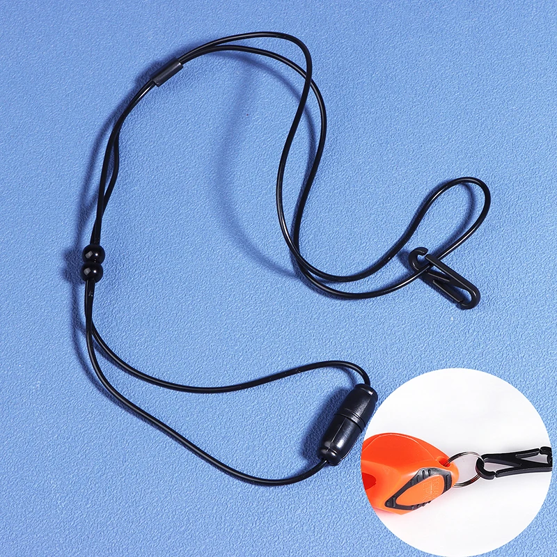 1Pc High Quality Multipurpose Referee Whistle Rope Lanyard Black PVC Whistle Strap Long Lanyard Key Hanging Rope.