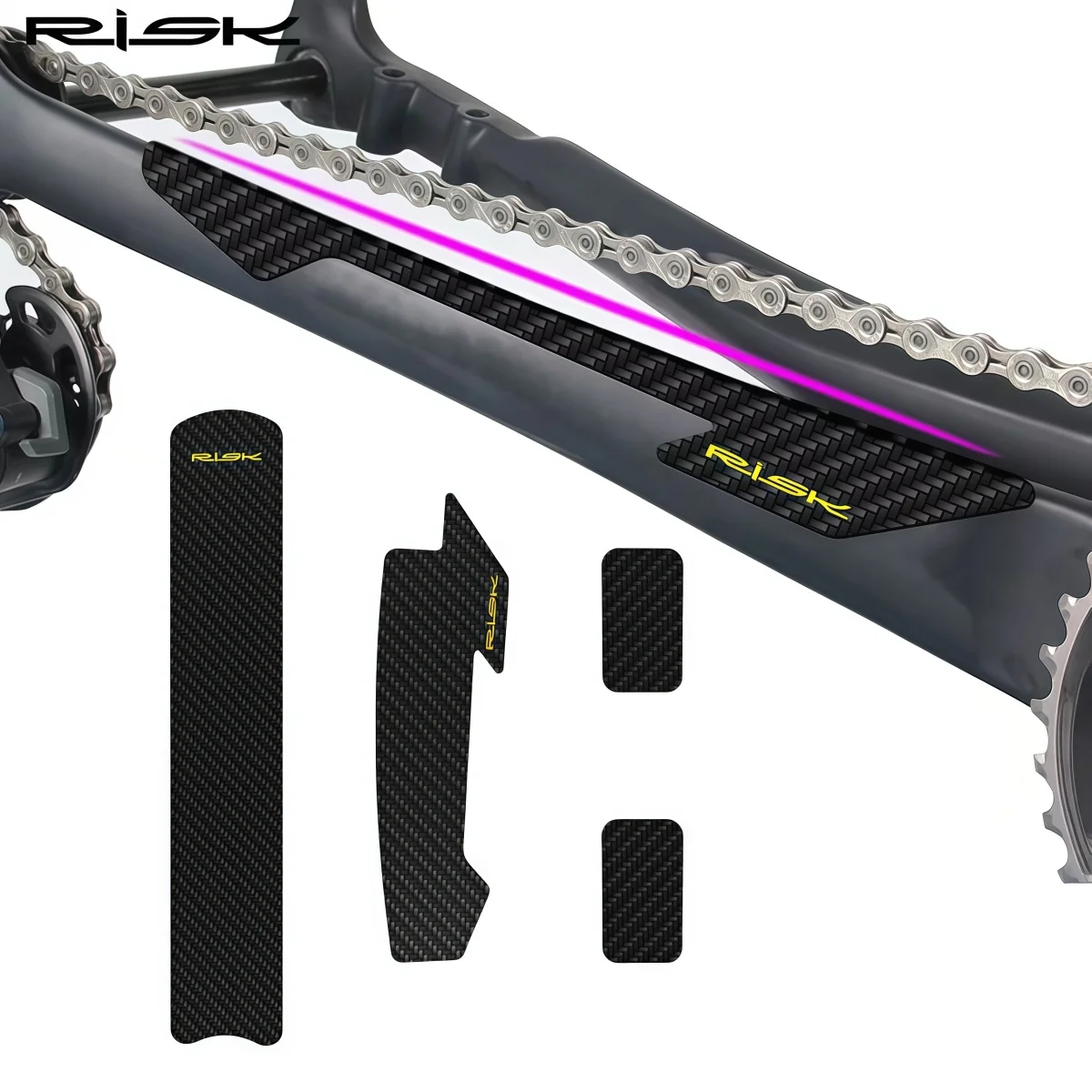 RISK MTB / Road Bike Frame Protection Sticker Set– Down Tube & Chainstay Guard With Bonus Cable Rub