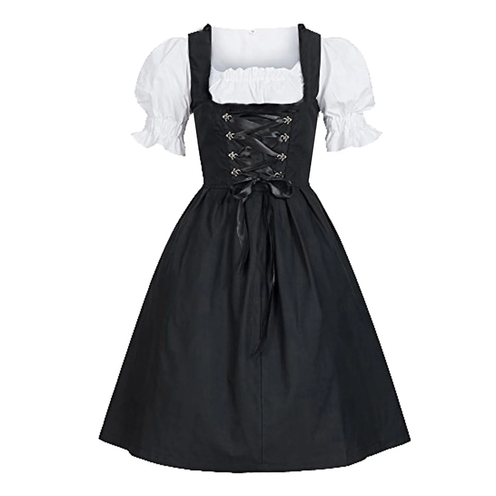 

Women Cosplay Dress Square Neck Retro Bandage Maid Skirt Stage Performance Costume Beer Girl Party Oktoberfest Cosplay Costume