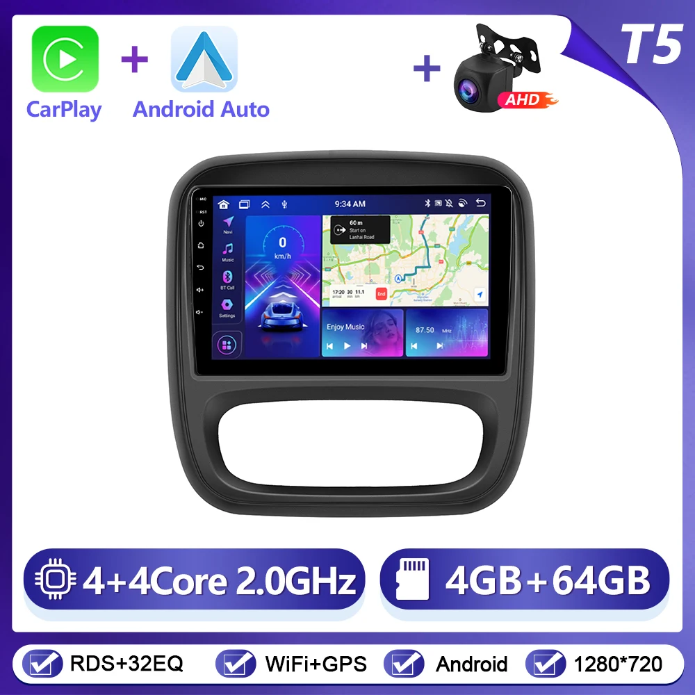 Podofo CarPlay Android Auto autoradio voor Renault TRAFIC/Opel VIVARO 2015 GPS Intelligent Systems Stereo Multimedia autoradio