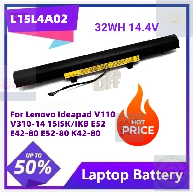 

L15L4A02 Battery for Lenovo Ideapad V110 V310 L15C4E01 L15S3A01 L15S4A02 L15C4A02 V310-14IKB V510 V510-14IKB V510-15IKB 32WH