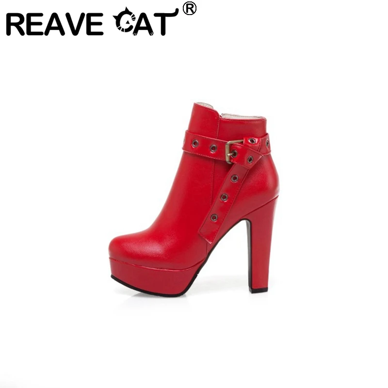 REAVE CAT 2024 buty jesienne buty do kostki damskie szpilki kobiece PU skóra 34-50 F1480