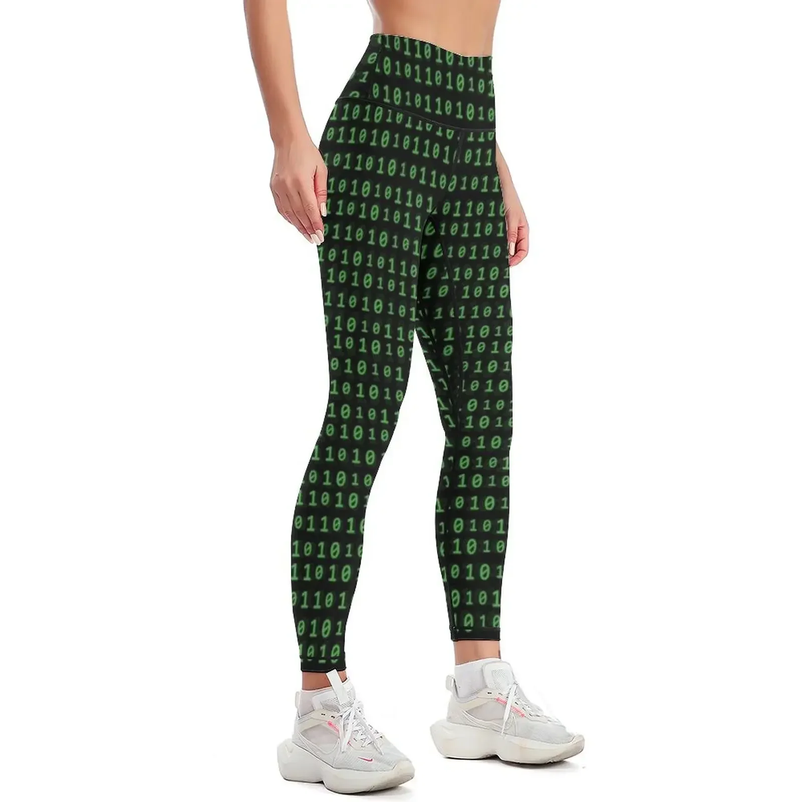 Green Binary Code Pattern Leggings legings for fitness sport legging Sports pants for sports for gym Womens Leggings
