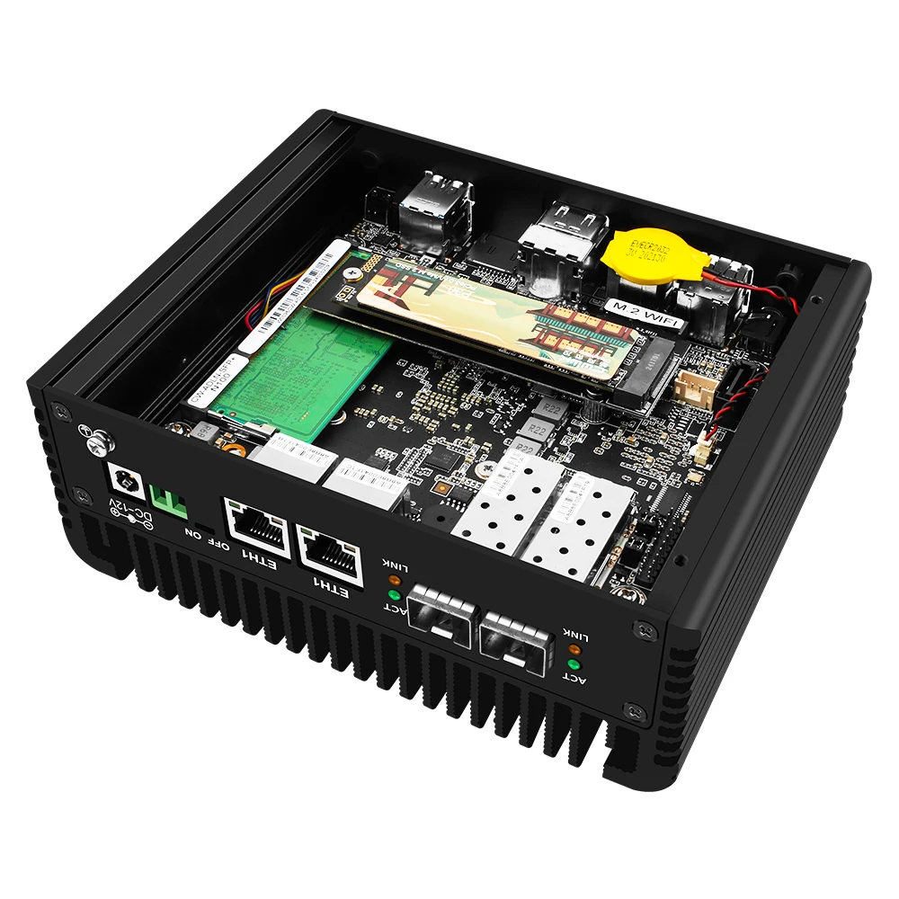 12th Gen 3 N355 I3 N305 N150 N100 كمبيوتر صغير مع 2x10G SFP + 2xi226-V 2.5G Soft Router 2xNVMe 1xDDR5 Proxmox NAS Server Firewall