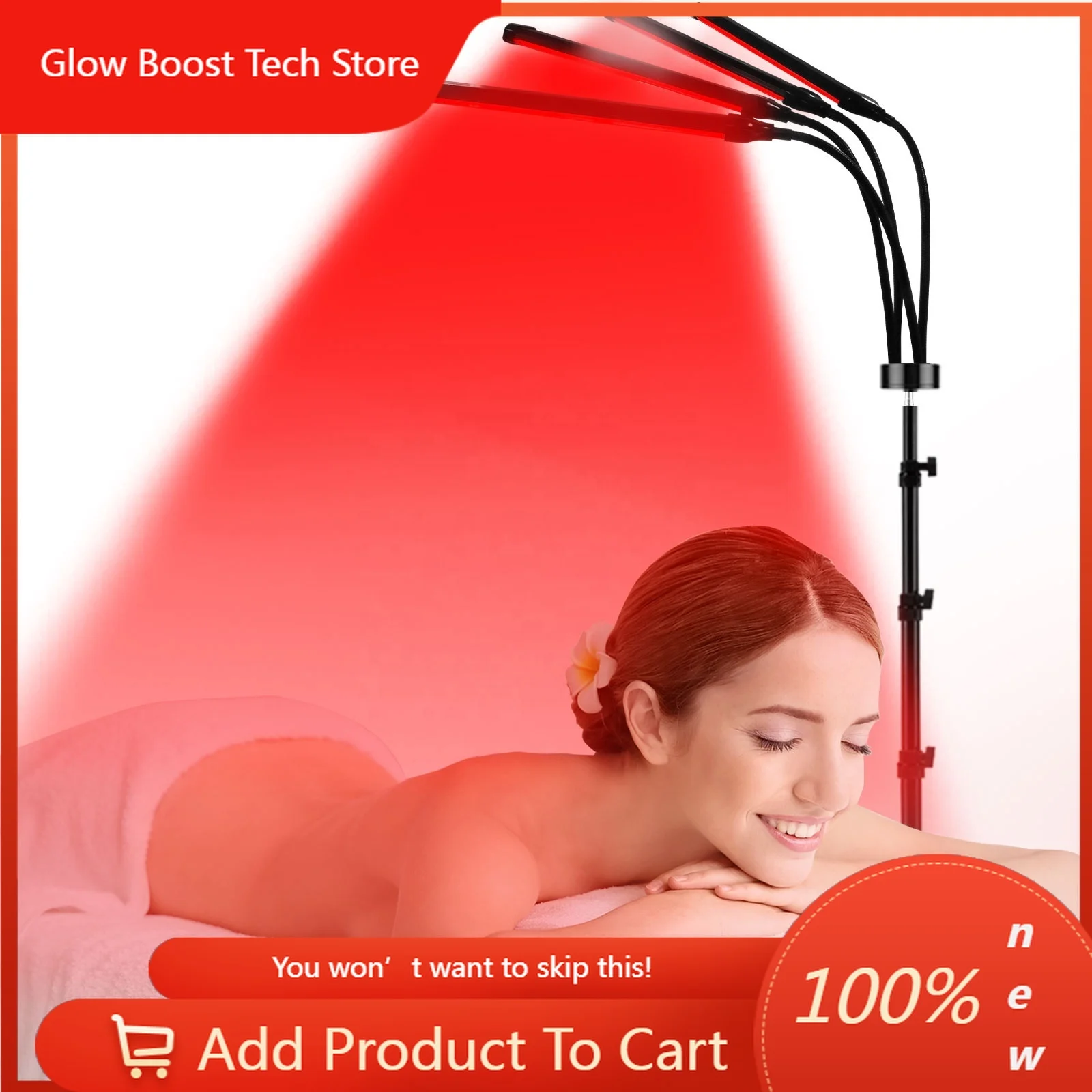 

NY180LEDs Infrared Light Lamp with Stand 660nm 850nm Deep Red Light Beauty & Personal Care Product for Face & Body