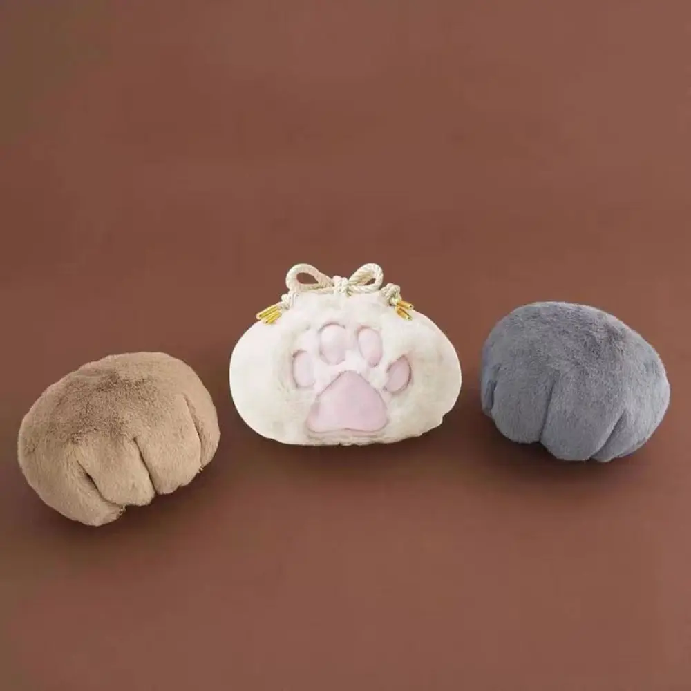 Bolsa de maquillaje con cordón y garra de gato, caja de almacenamiento de cosméticos de viaje, estuche de almacenamiento de maquillaje de alta apariencia, decoración de escritorio de felpa