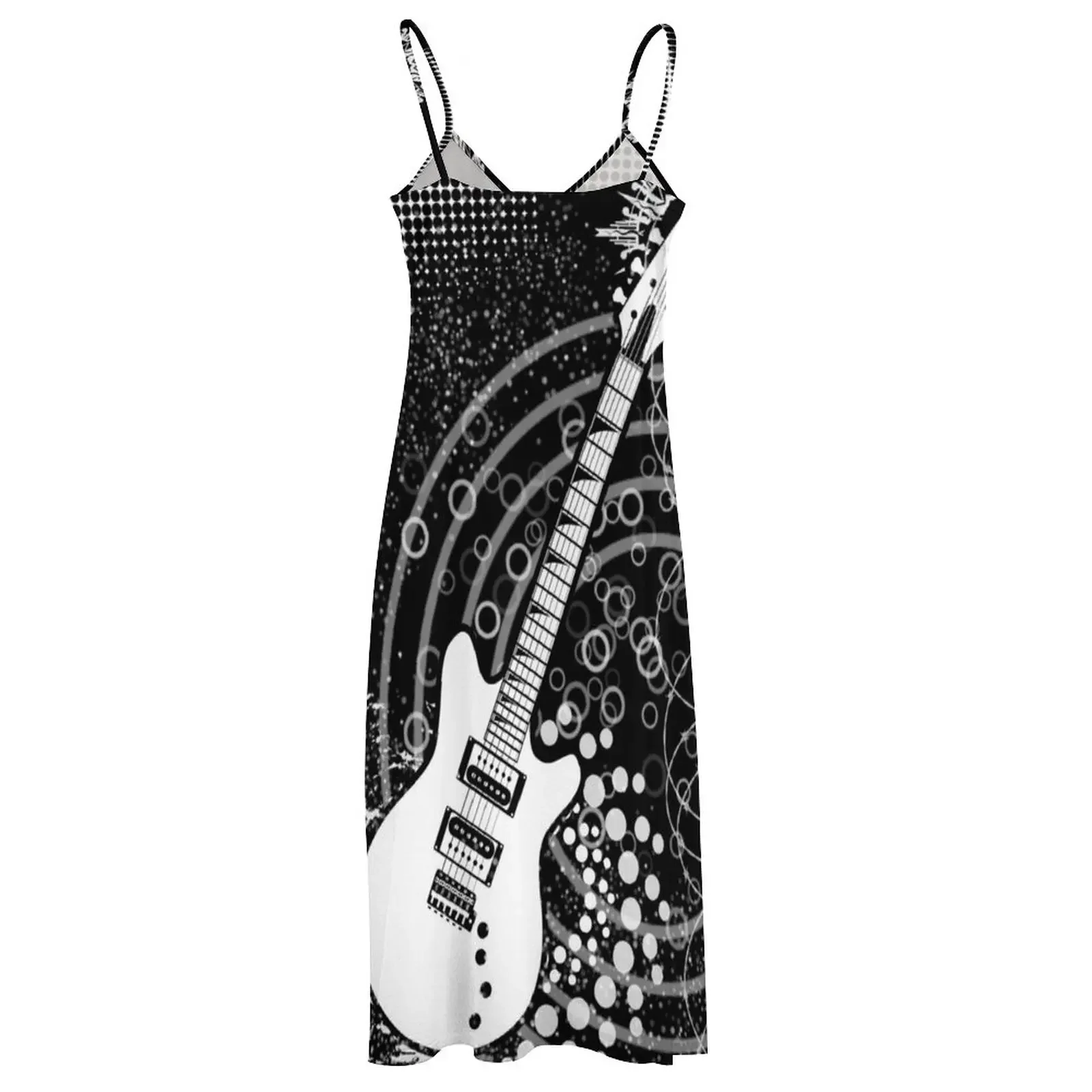 Vestido longo sem mangas preto e branco feminino, Graffiti de guitarra, mulheres grávidas