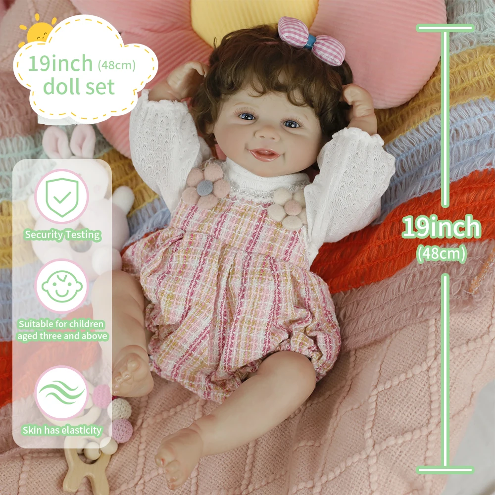 

19-дюймовая кукла реборн для девочек Vivian, мягкий силиконовый виниловый корпус, 3D кожа, видимые вены, волосы ручной работы, высокое качество, Рождественский подарок