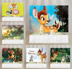 Disney Bambi Deer Backdrop Kids Birthday Baby Shower Background Forest Animals Polyester Vinyl Photography Decoration Props