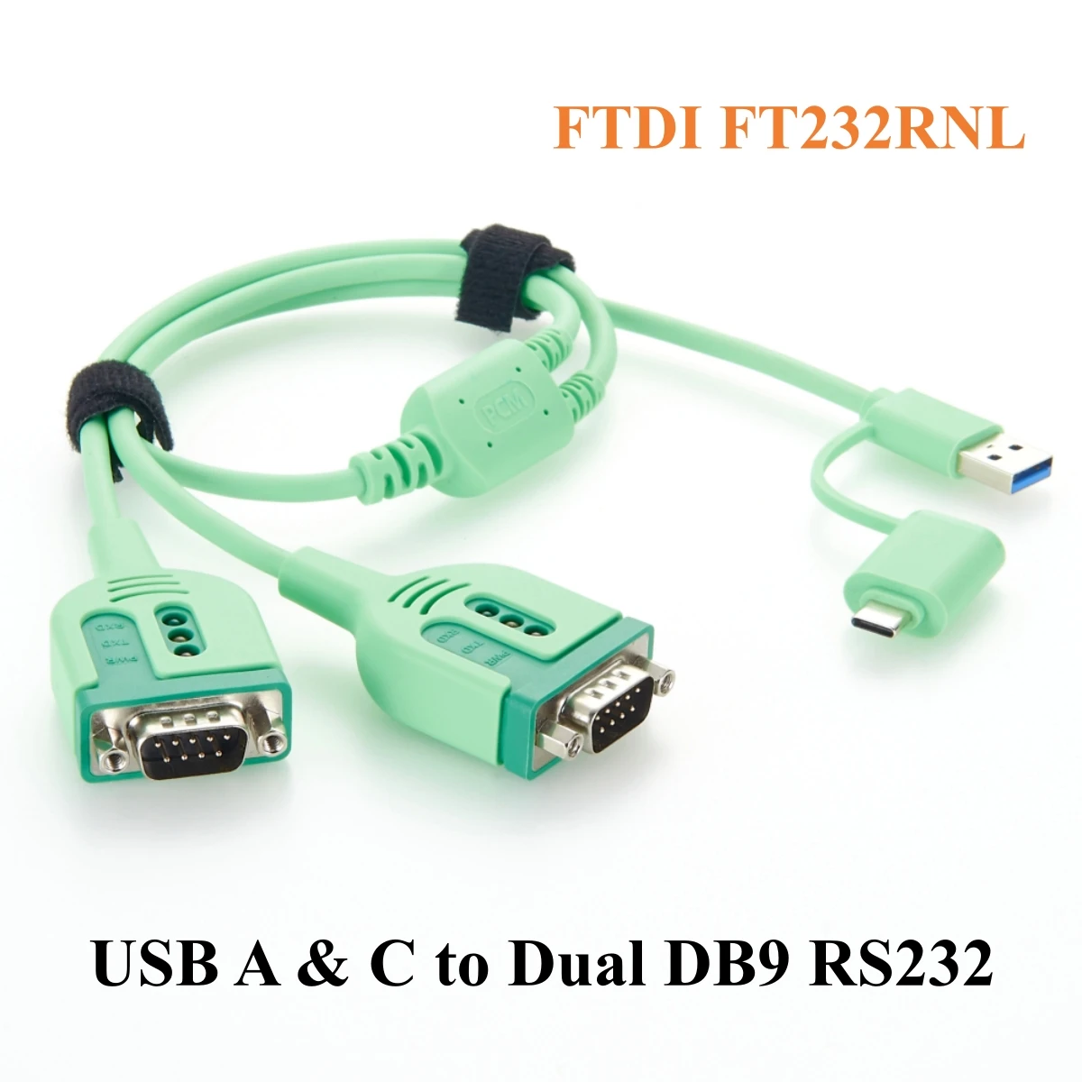 

2 Port USB A & USB C to Dual DB9 Male RS232 Serial Cable With FTDI Chipset USB Serial COM Port Adapter for Windows, Linux