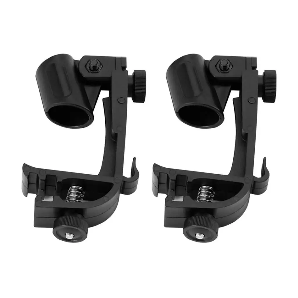 2Pcs Anti Adjustable Height Clip-on Drum Mount Microphone Clamp Holder