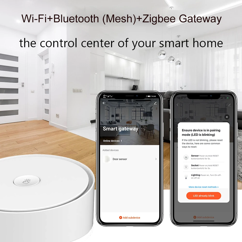 Smart Multi-mode Gateway ZigBee 3.0 WiFi BLE Mesh Hub Work with Tuya Smart App Voice Control via Alexa Google Home