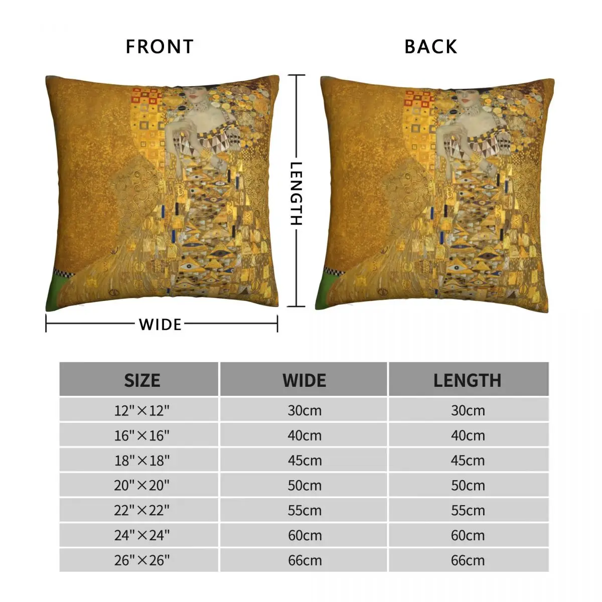 Adele Bloch-bauer I By Gustav Klimt Square Pillowcase Polyester Linen Velvet Creative Zip Decor Pillow Case Sofa Cushion Cover