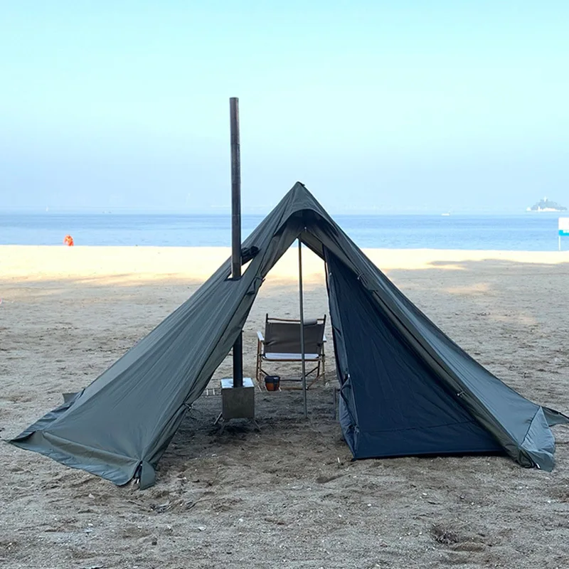

Outdoor Indian Tent Camping Spring and Autumn Tent Camping with Built in Firewood Stove Flame Retardant Polyester Available