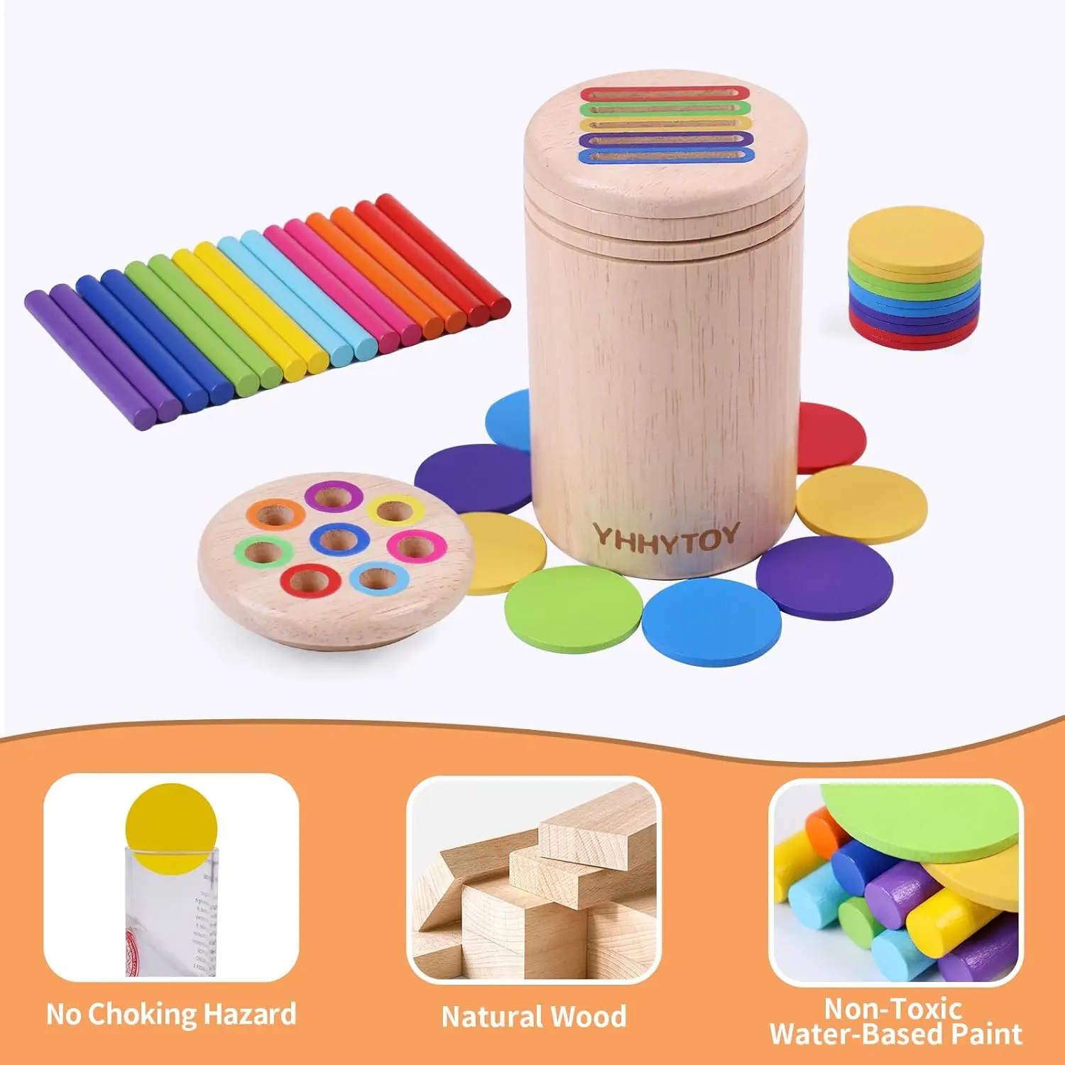 Jouets Montessori pour enfants de 3 ans, double jeu, jouet éducatif en bois de tri des couleurs, activités d'apprentissage préscolaires pour tout-petits, motricité Fine
