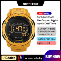 NORTH EDGE Mens Smart Watch Women Sportswatch Dual Time Running Pedometer Countdown Waterproof 50m Digital Alarm Military Clock