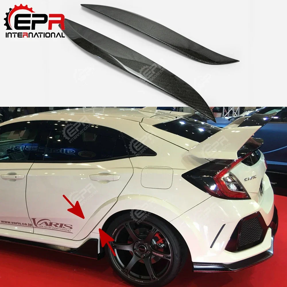 Vrsar1 Style Carbon Fiber Rear Fender Trim Glossy Finish Wheel Flare Arch Kit For Honda Civic Type R FK8 (5Dr Hatch)