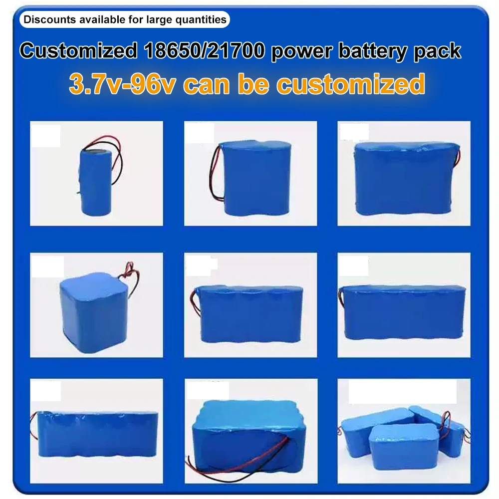 10AH 15AH 20AH 25AH 30AH 40AH 12V 24V 36V 48V 52V 60V 72V 전기 리튬이온 배터리 팩 장난감용 bms 18650/21700 리튬이온 배터리 팩